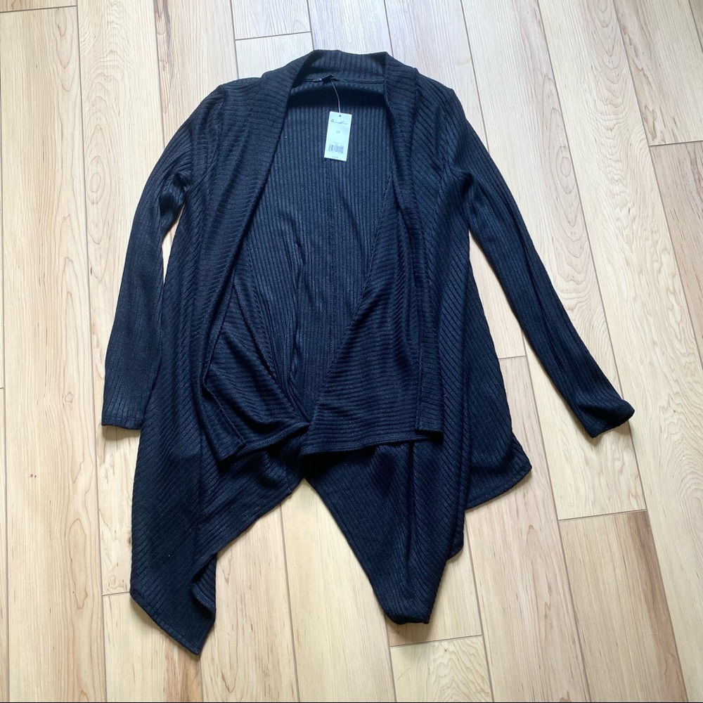 Banana Republic Black Knit Waterfall Cardigan NWT